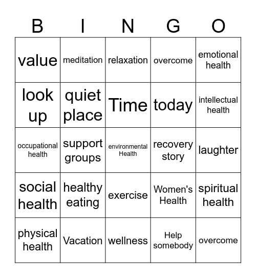 Health Bingo Card