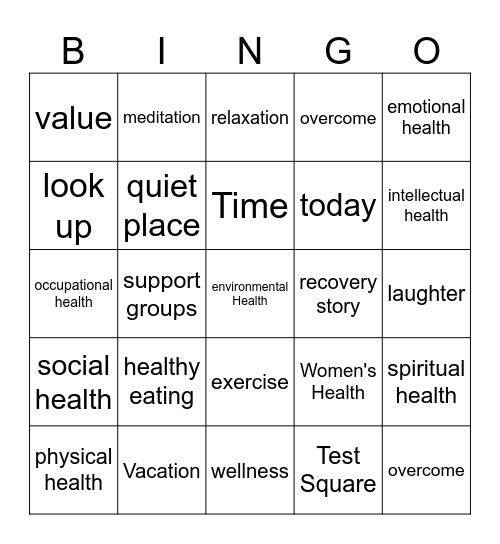 Health Bingo Card