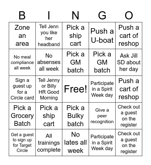 Circle Week BINGO! Bingo Card