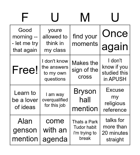 The most epic bingo Card