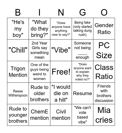 YAY BINGO Card