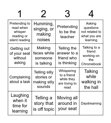 Interrupting Bingo Card