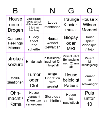 DrHouse-Bingo Card