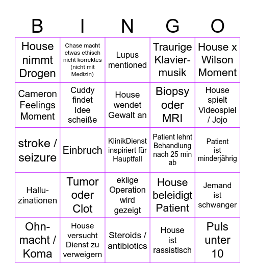DrHouse-Bingo Card