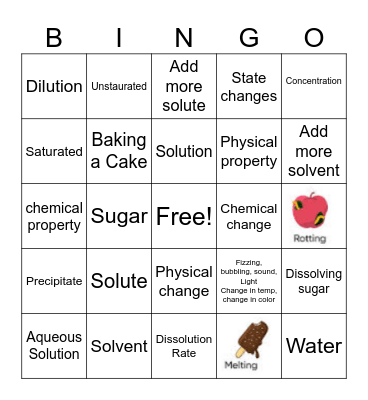 7.6C/D Aqueous Solution/Physical and Chemical Bingo Card