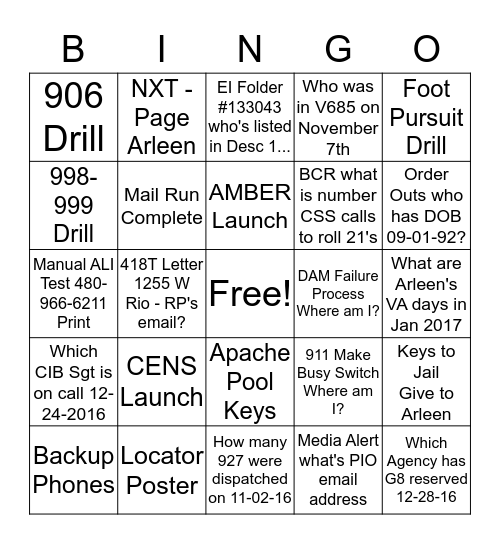 December Dispatch Bingo Card