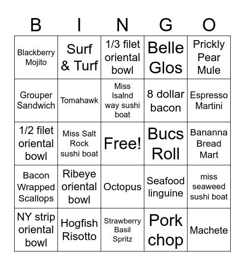 Seaweed Bingo Card
