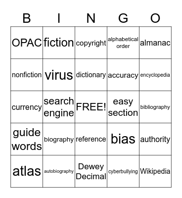 Library Bingo Card