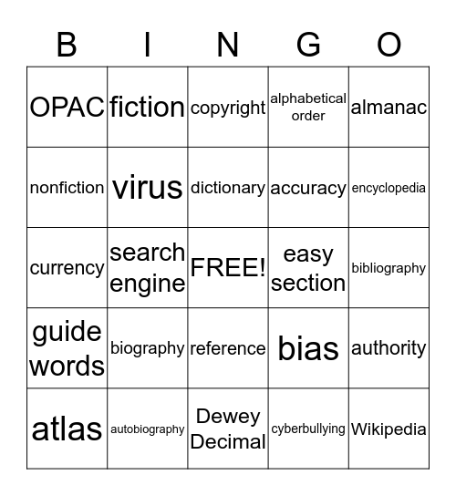 Library Bingo Card