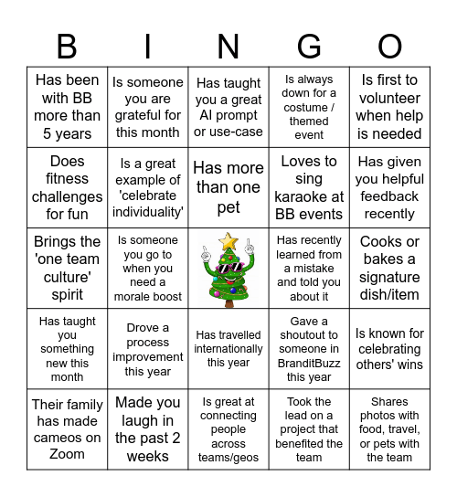 People Team Bingo Card