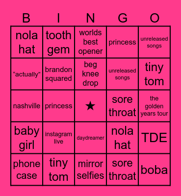 THOMAS DAY BINGO Card