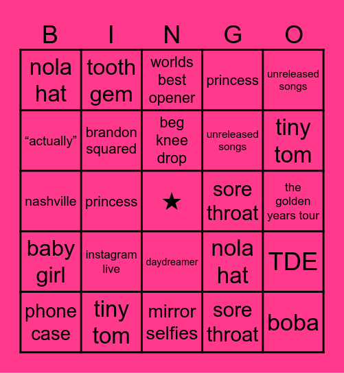 THOMAS DAY BINGO Card