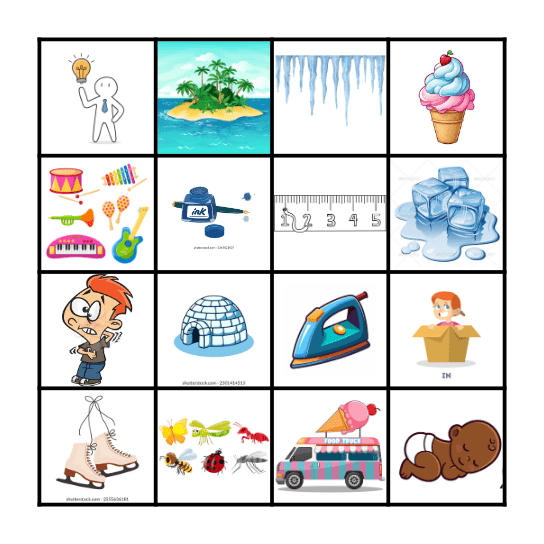 Words that Start with I Bingo Card