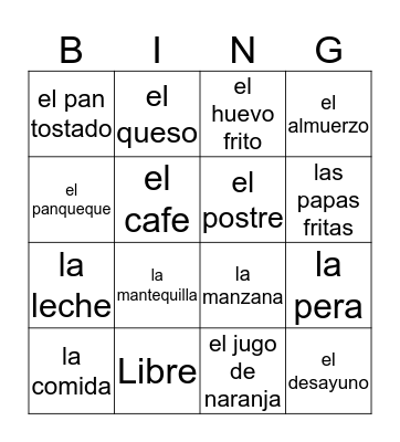 Las comidas favoritas de Pedro Torres Bingo Card