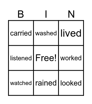 Knowledge  - Regular Verbs Bingo Card