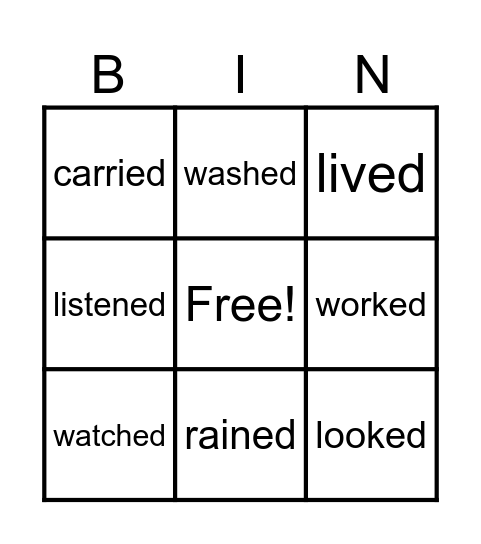 Knowledge  - Regular Verbs Bingo Card