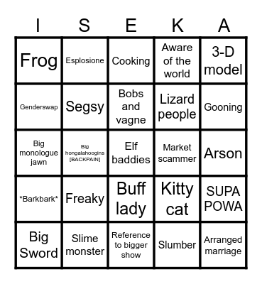 Jawnington Bingo Card