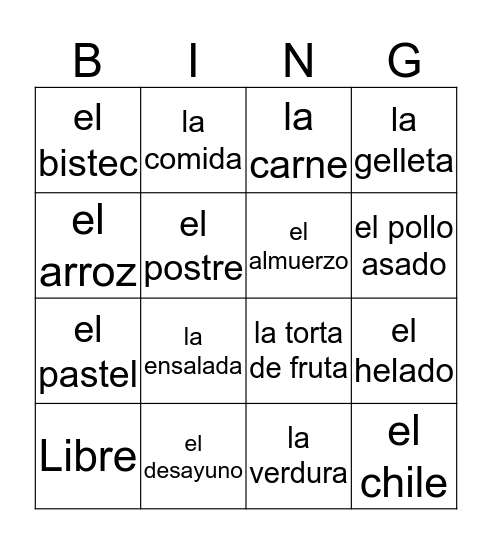 ¿Tienes hambre? Bingo Card