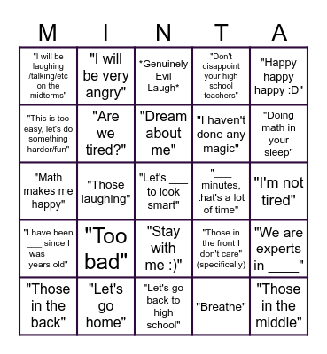 Comfort Mintah Bingo Card