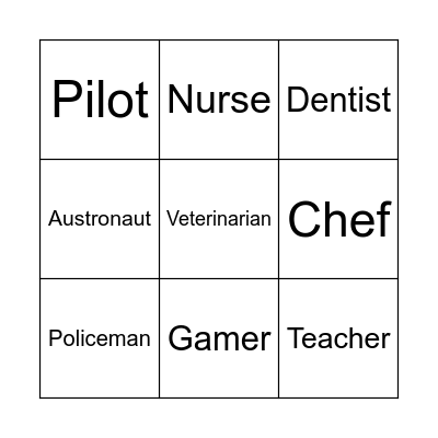 Professions Bingo Card