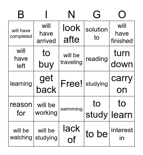 Grammar Review B1.4 Bingo Card