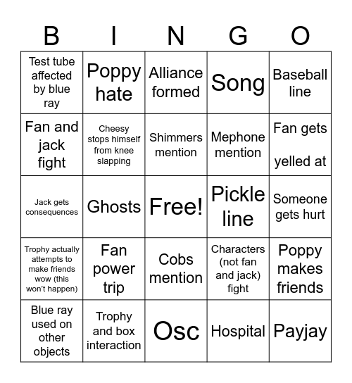 II IV EP 3 Bingo Card