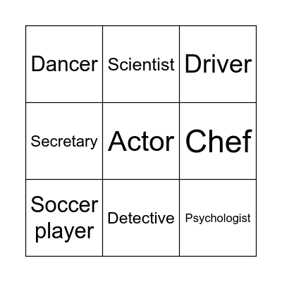 Professions Bingo Card
