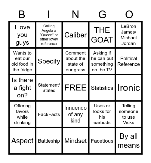Knowing Michael Bingo Card