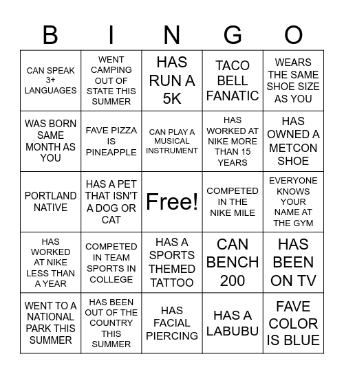 FIND SOMEONE WHO ... Bingo Card