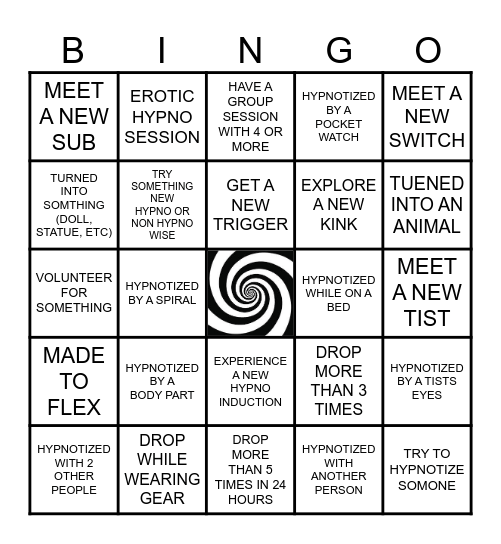 SUBJECT HYPNO BINGO CARD Bingo Card