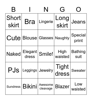 OUTFIT Bingo Card
