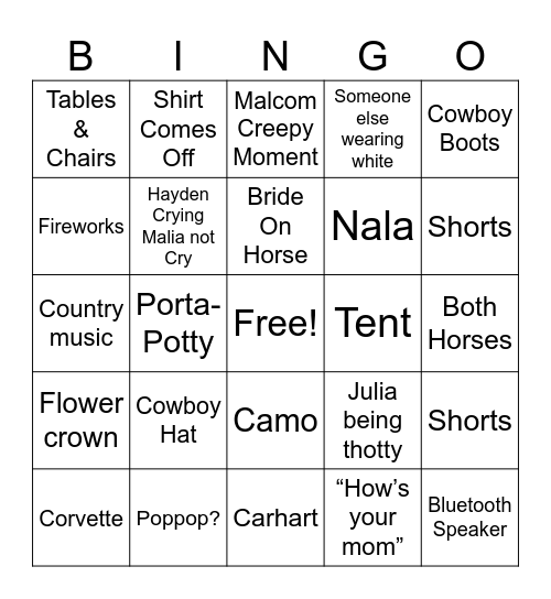 Marilyn Bingo Card