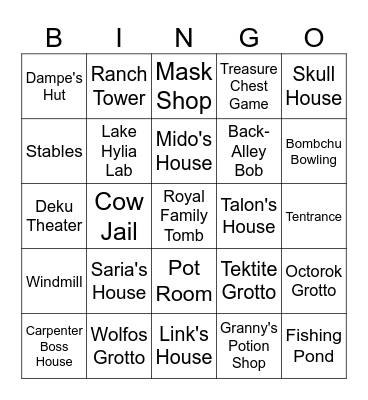 Entrance Rando Bingo Card