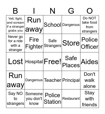 Strangers Bingo Card