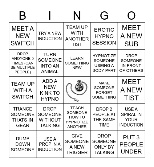 HYPNOTIST BINGO CARD Bingo Card
