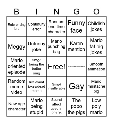 Smg4 hate party come join bring bwer Bingo Card