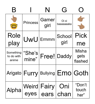 Cringe Bingo Card