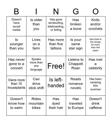 Find Someone Who... Bingo Card