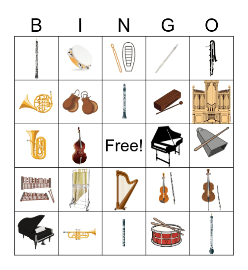 Symphony Orchestra Instrument Bingo Card