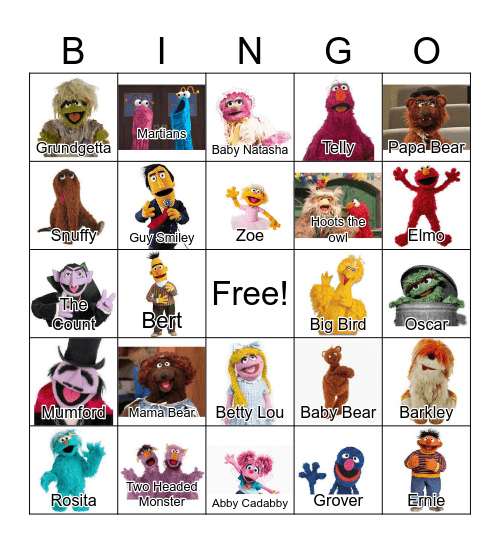 Sesame Street Bingo Card