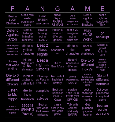 FANGAMES BINGO Card