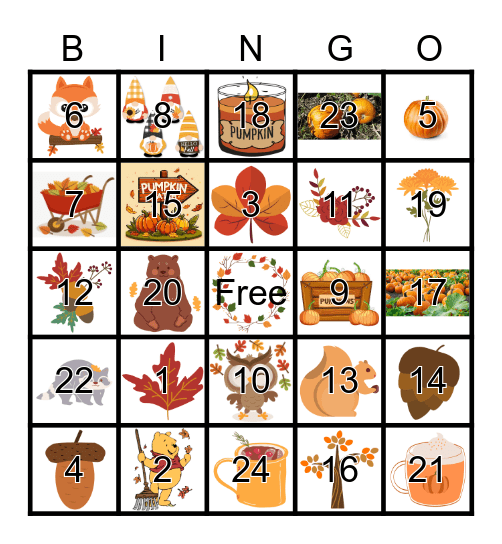 Pumpkin Patch Bingo Card