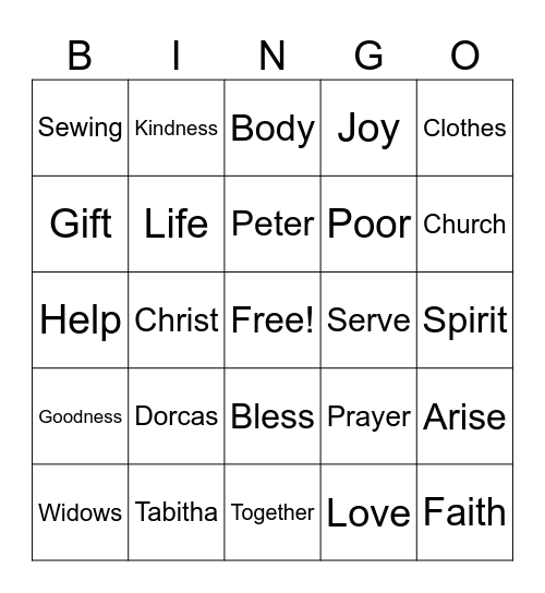 Dorcas (Tabitha) Bingo Card