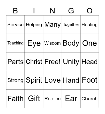 Many Gifts, One Spirit Bingo Card