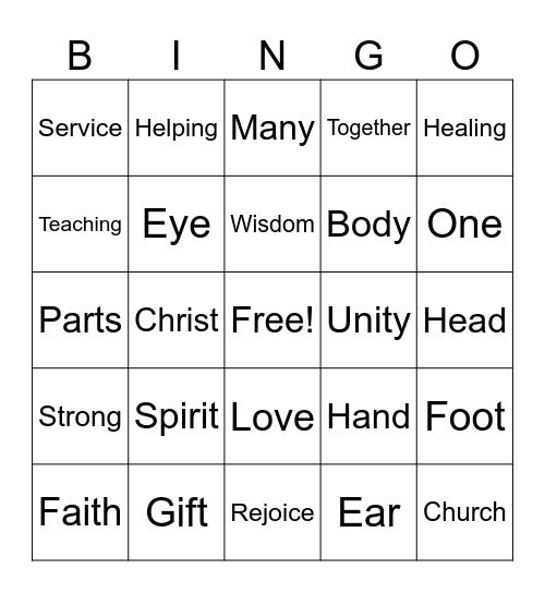 Many Gifts, One Spirit Bingo Card