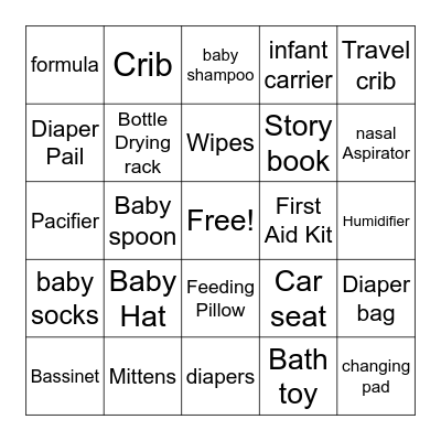 Baby Bingo Card
