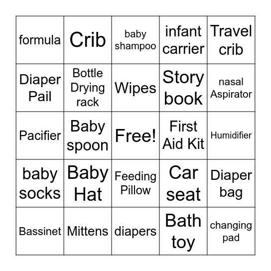 Baby Bingo Card