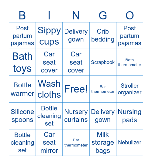 Baby Bingo Card