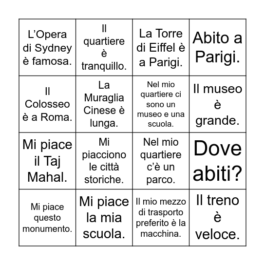 LA TOMBOLA Bingo Card