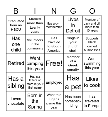 JACK & JILL ASSOCIATES JEWELS Bingo Card